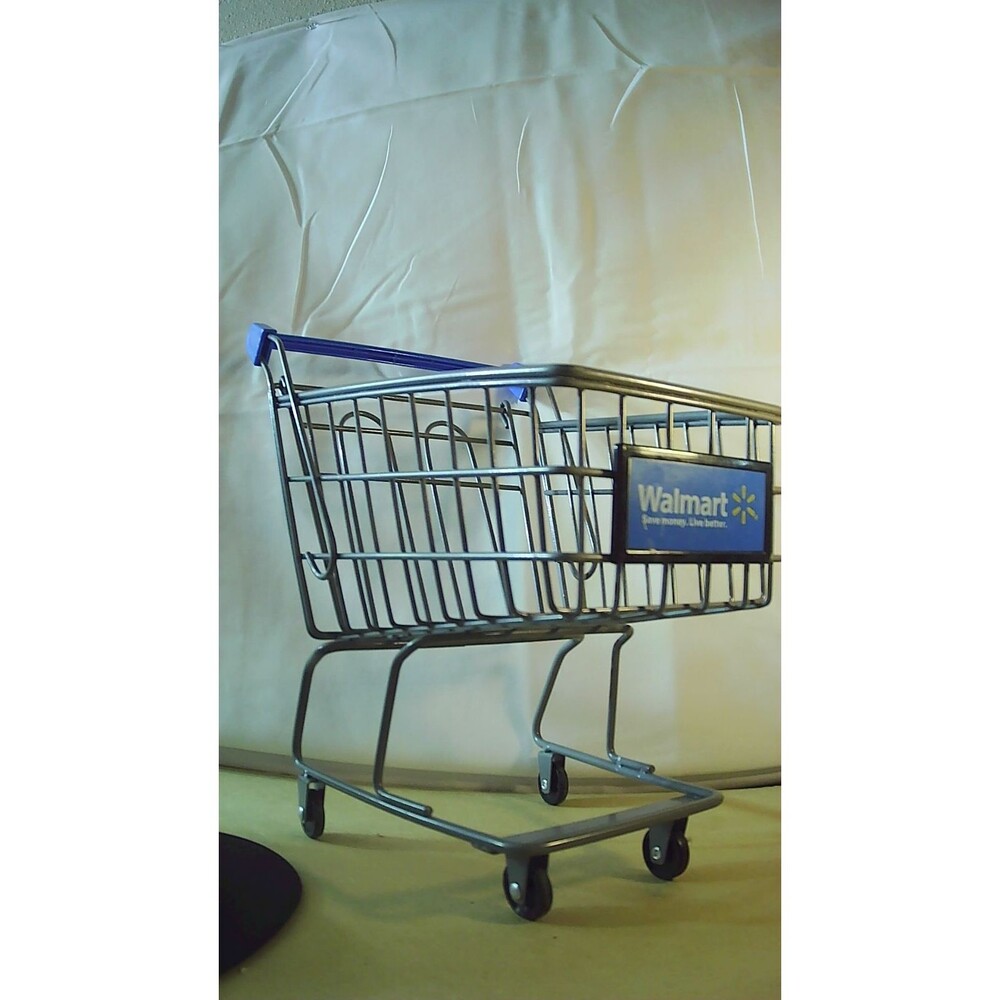 Walmart Shopping Cart Toy Doll Size Mini Gray Metal Blue Sign ~10" t by My Life